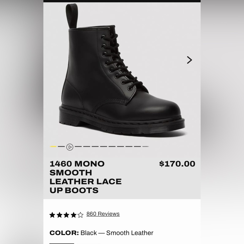Dr. Martens 1460 Mono Smooth Black Boots